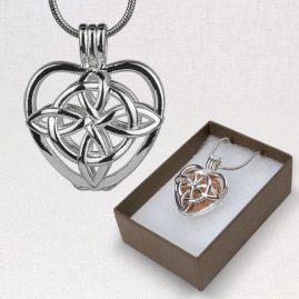 Sun’s Eye Celtic Heart Enclosure Locket With Clay Diffuser Heart Set